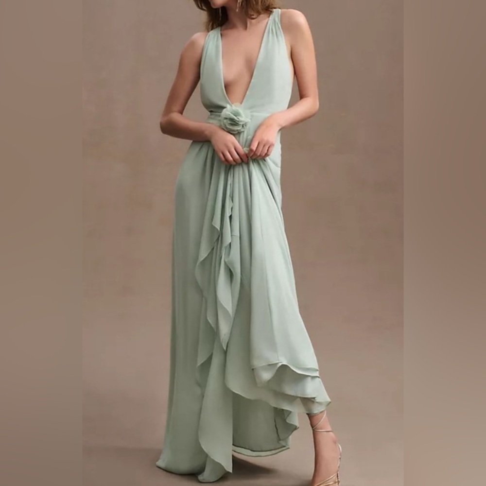 RONNY KOBO v neck plunge maxi dress